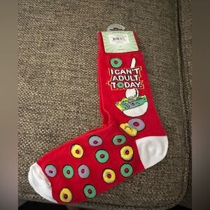 Red Fun Socks with Cereal Design